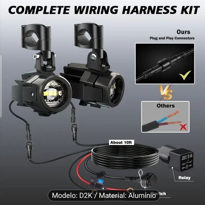 Kit de Luzes Auxiliares Impermeáveis mota