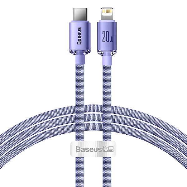 Kabel Baseus CAJY Lightning - USB-C PD 20W 480Mb/s 1,2m - fioletowy