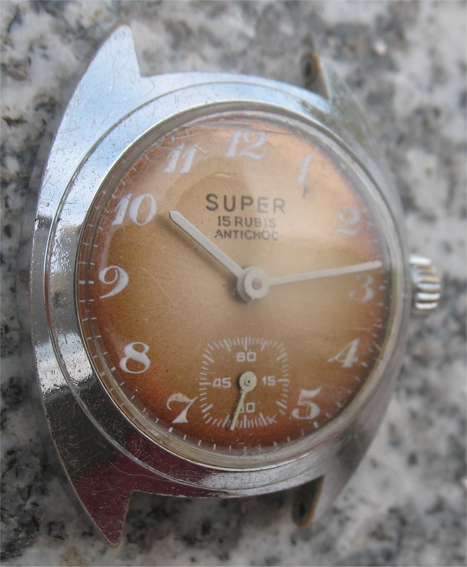 Relógio Vintage de Corda Super - 15 Rubis - Antichoc