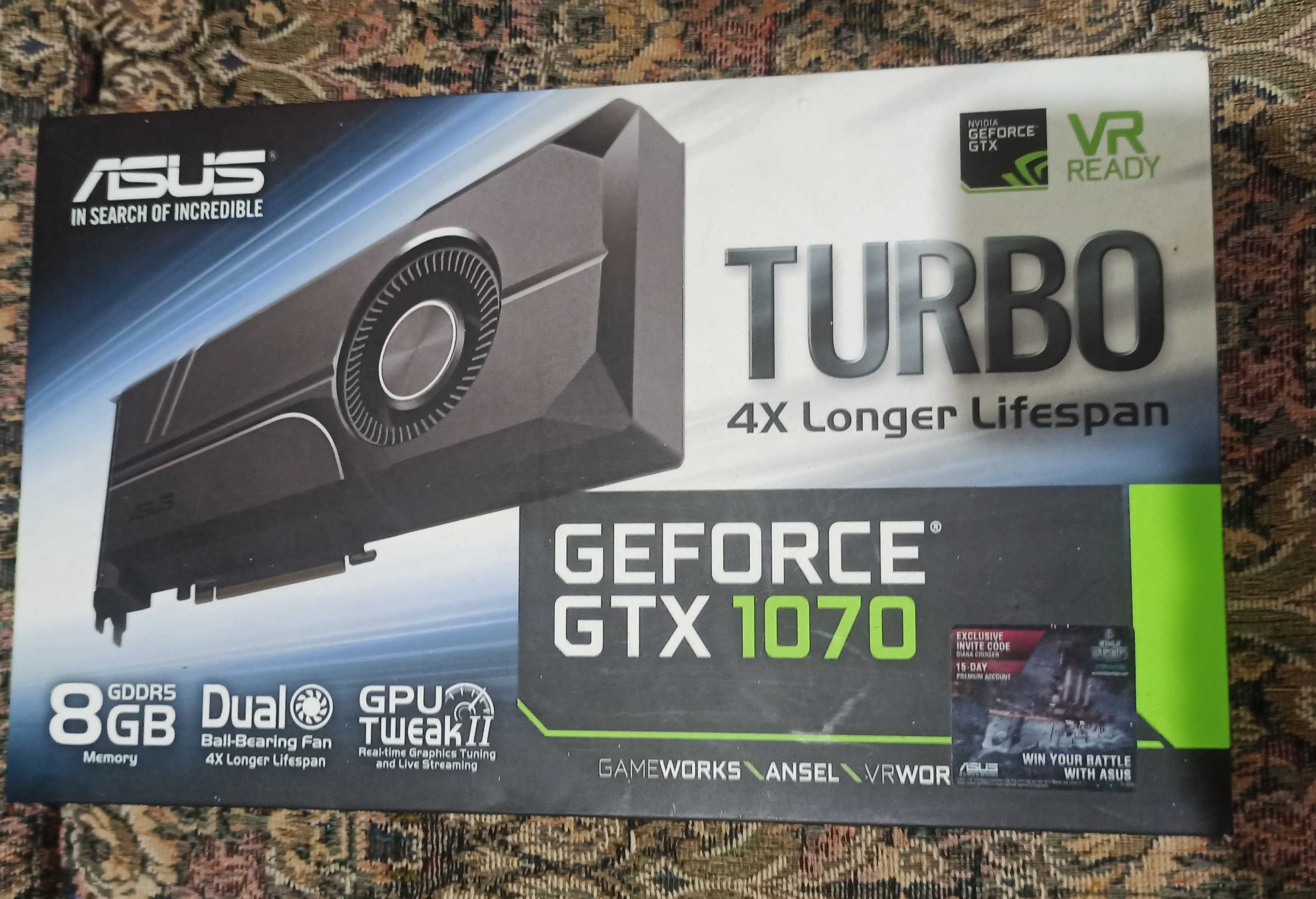 Видеокарта Asus PCI-Ex GeForce Turbo GTX 1070 8GB GDDR5