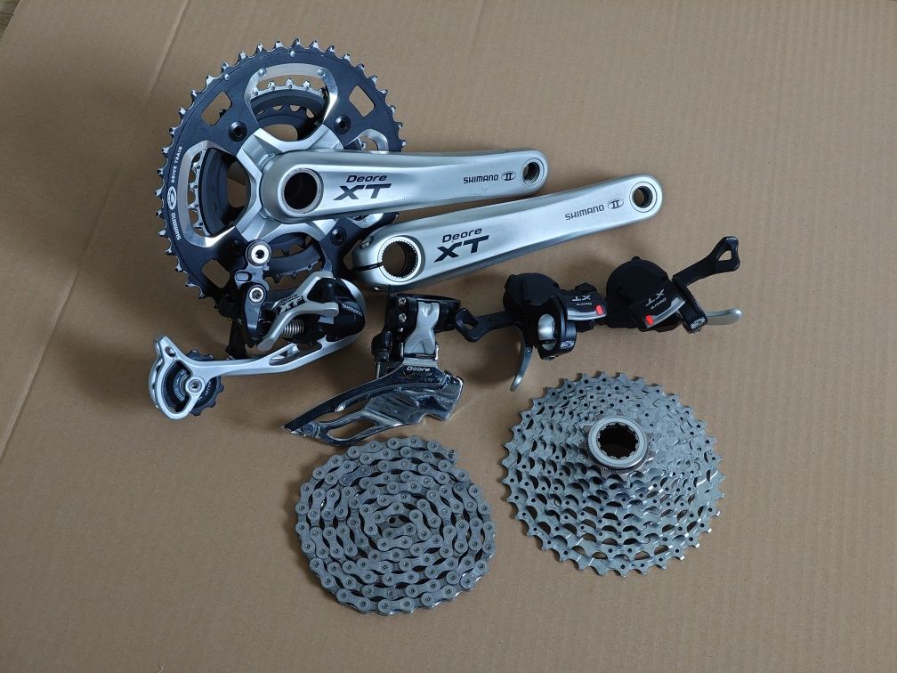 Kompletna grupa napędowa, napęd Shimano Deore XT M770 3x9 biegów