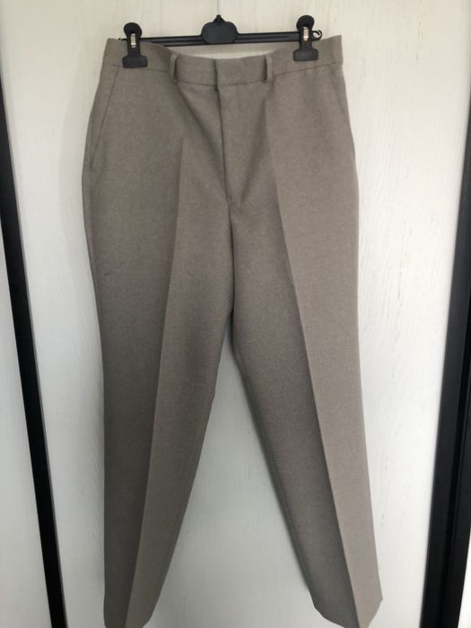 Bezowe spodnie meskie wysoki stan uniwersalne styl vintage c&a