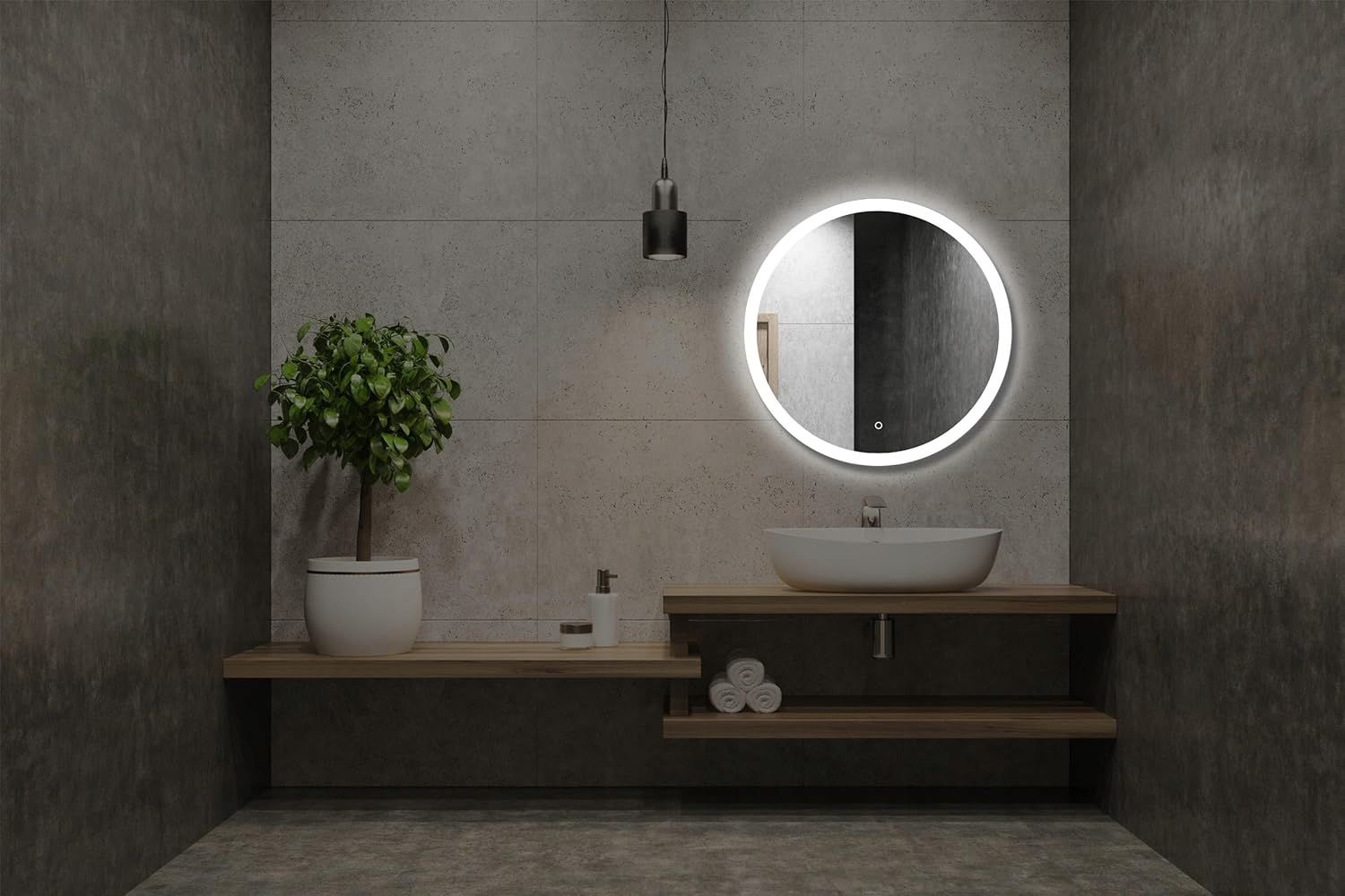 venti 50 cm okrągłe lustro łazienkowe z oświetleniem led