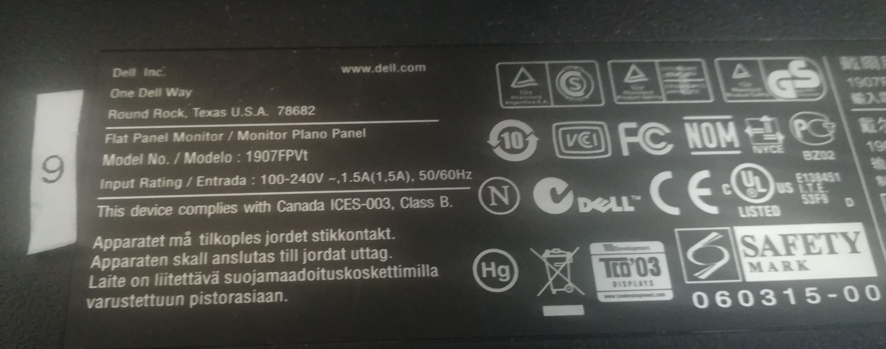 Monitor Dell 19 cali