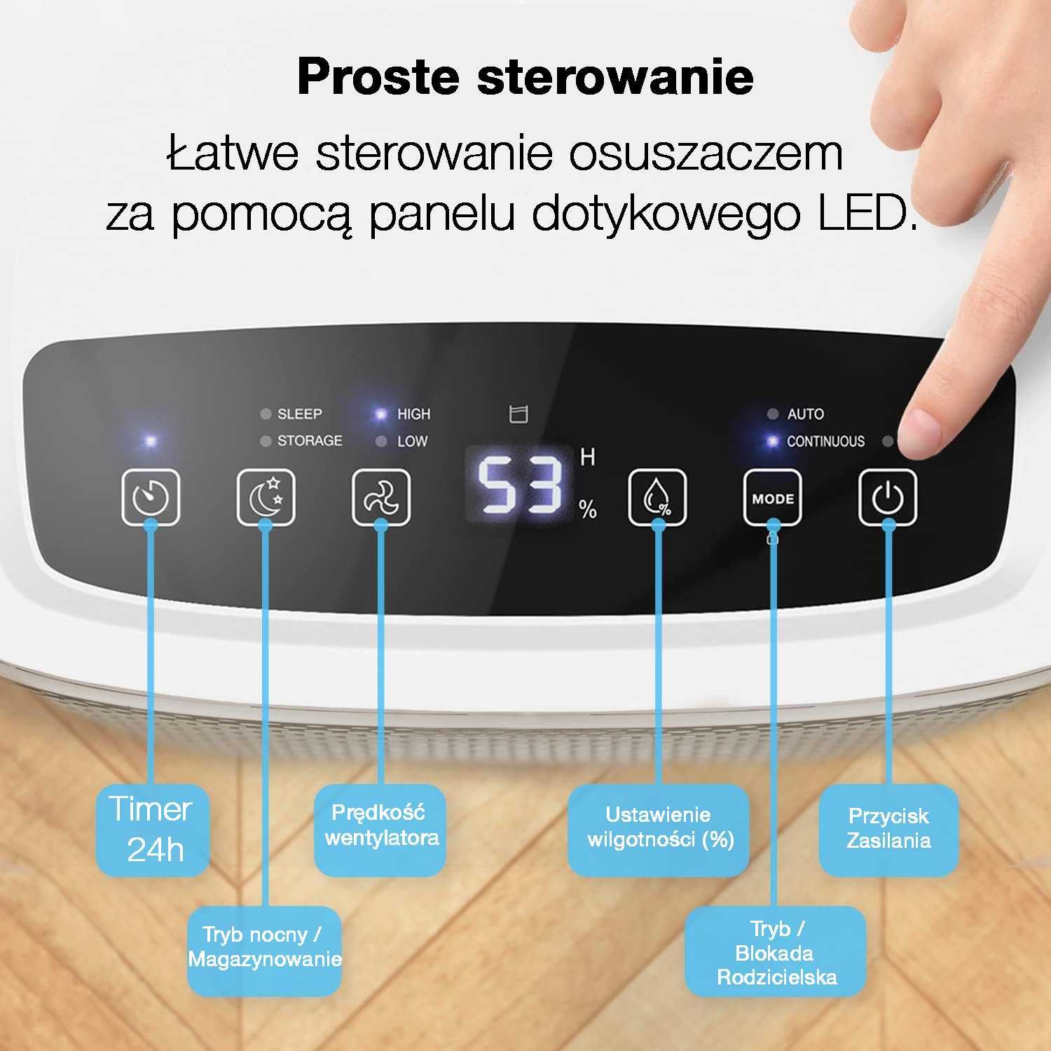 SKUTECZNY Osuszacz Powietrza ProBreeze 12L Wydajny Cichy Z Timerem Wąż