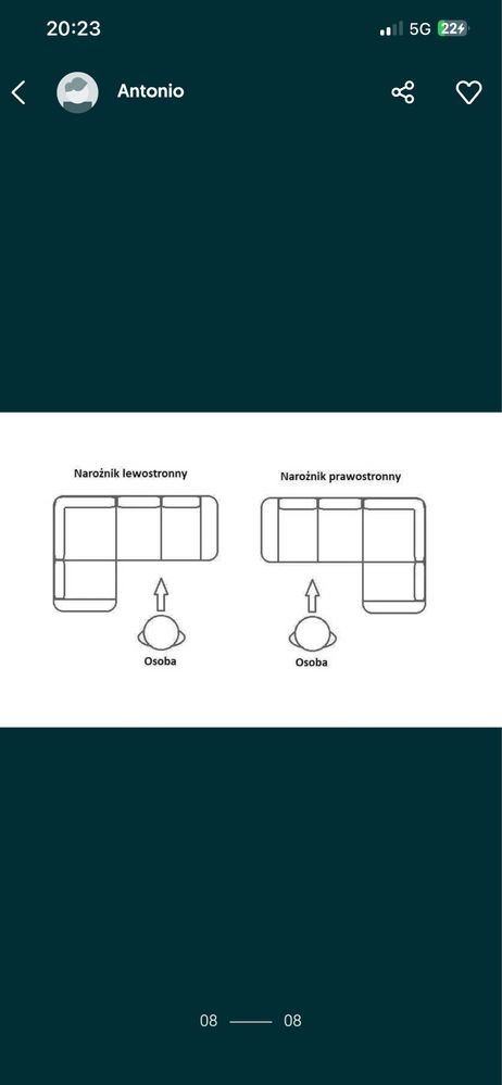Narożnik Alex regulowane zaglowki L/P