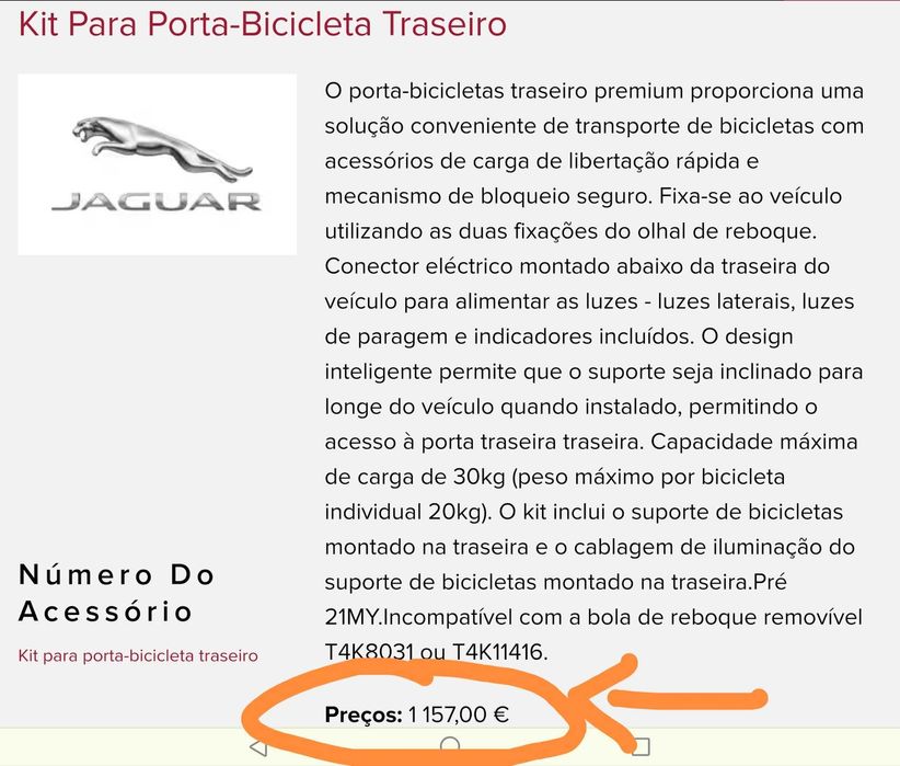 PORTA BICICLETAS ORIGINAL JAGUAR I-PACE