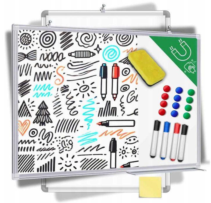 Tablica Magnetyczna Suchościeralna 90x60 cm Biała Na Ścianę 60x90 DUŻA