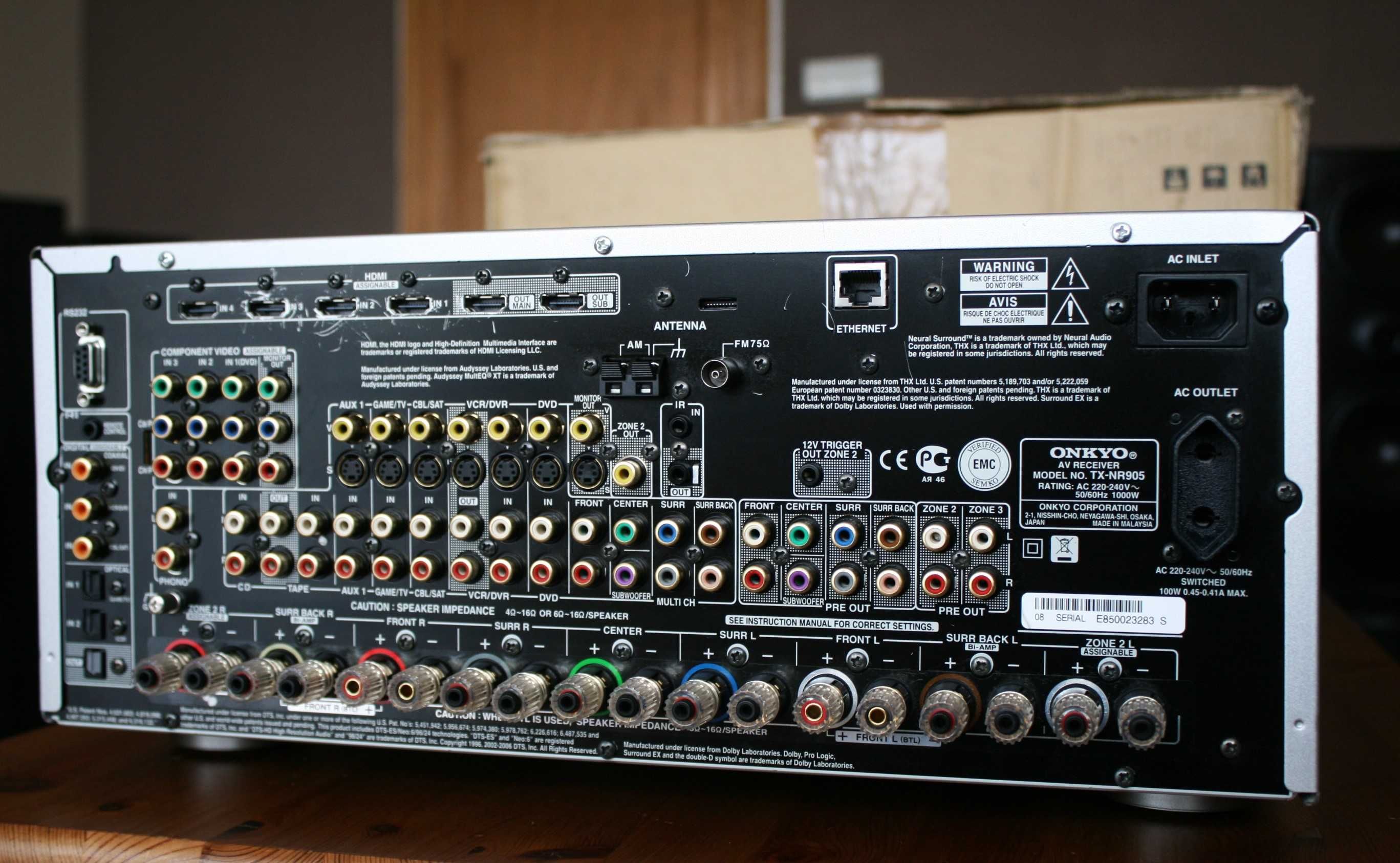 Audiofilski amplituner Onkyo TX NR 905 USB wzmacniacz 220 watt / kanał