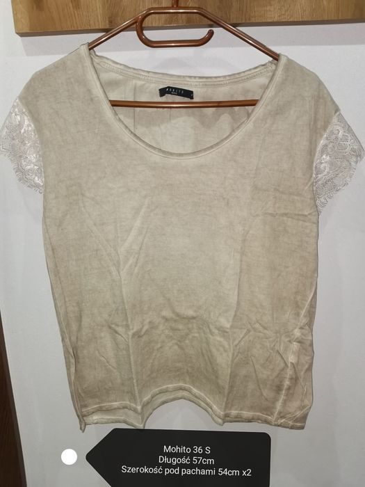 Koszulka koronka beż Mohito 36 S t-shirt