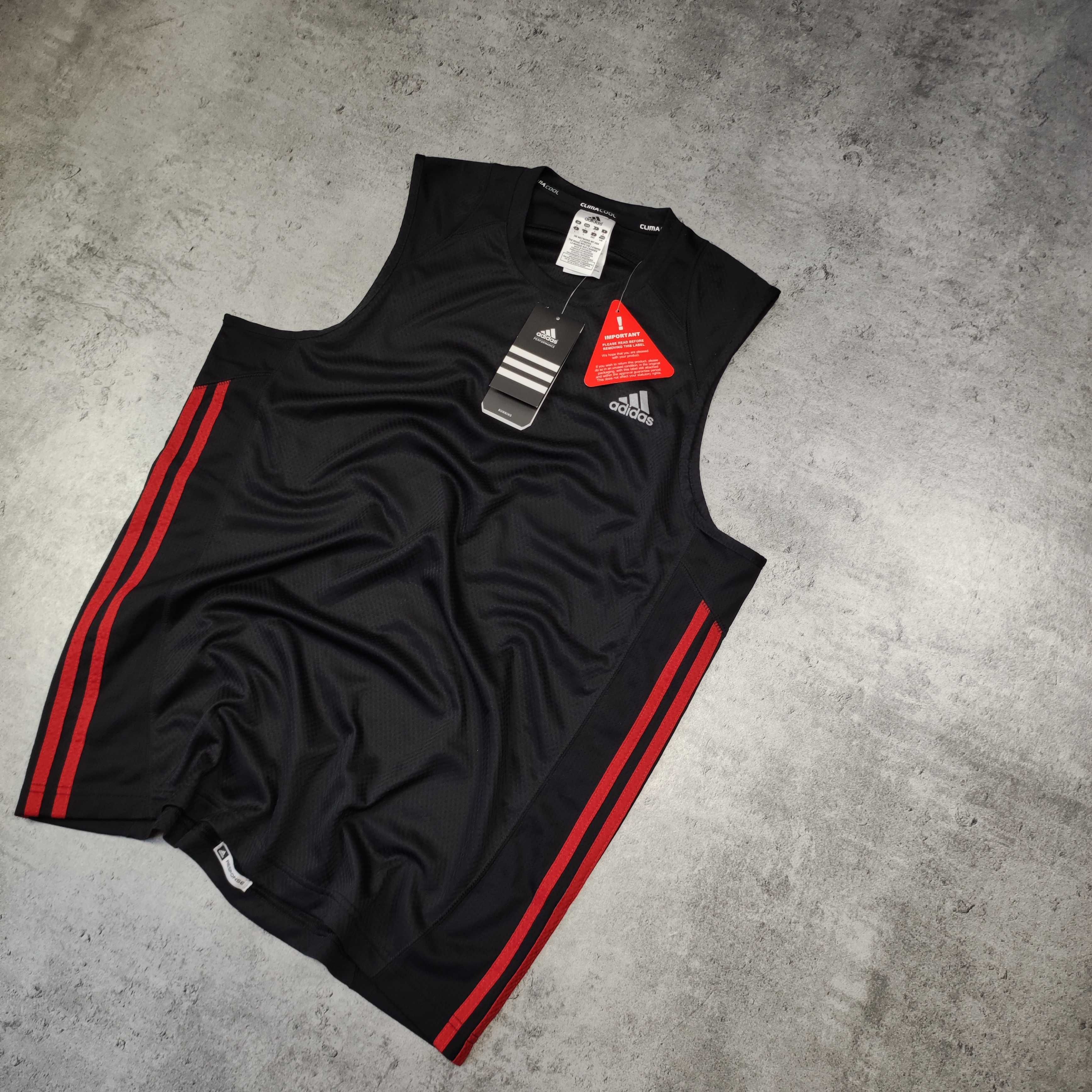 MĘSKA Koszulka Sportowa Czarna ClimaCool NOWA Adidas bez Rękawów Logo