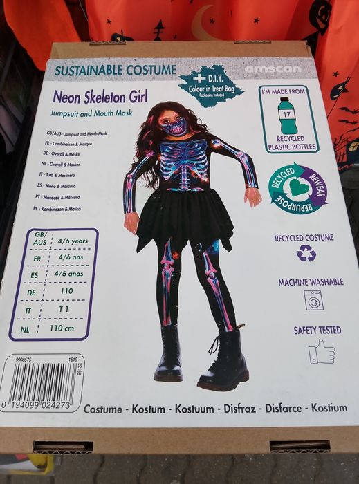 Strój karnawałowy zombie szkieletor halloween