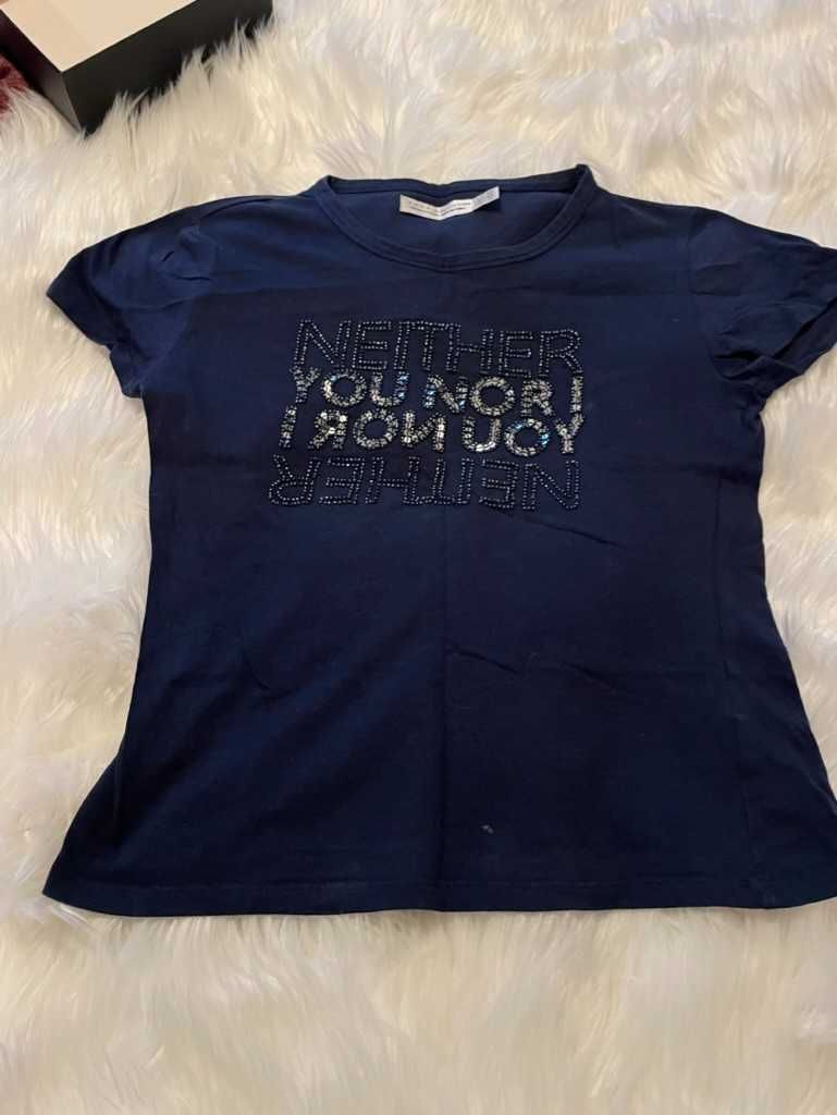 tshirt azul com missangas zara tamanho 12