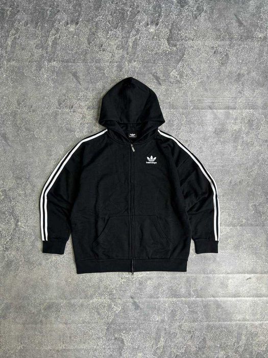 Balenciaga Adidas zip hoodie худи черная зіпка худі кофта чорна S M L