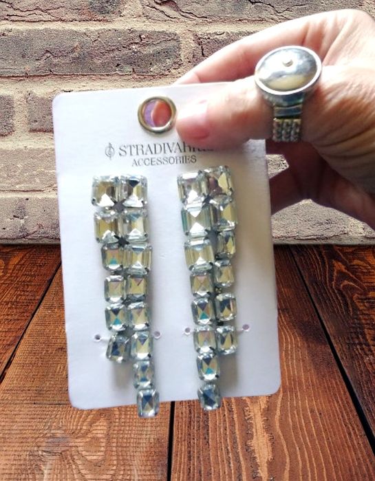 kolczyki diamentowe wieczorowe chic  wiszące