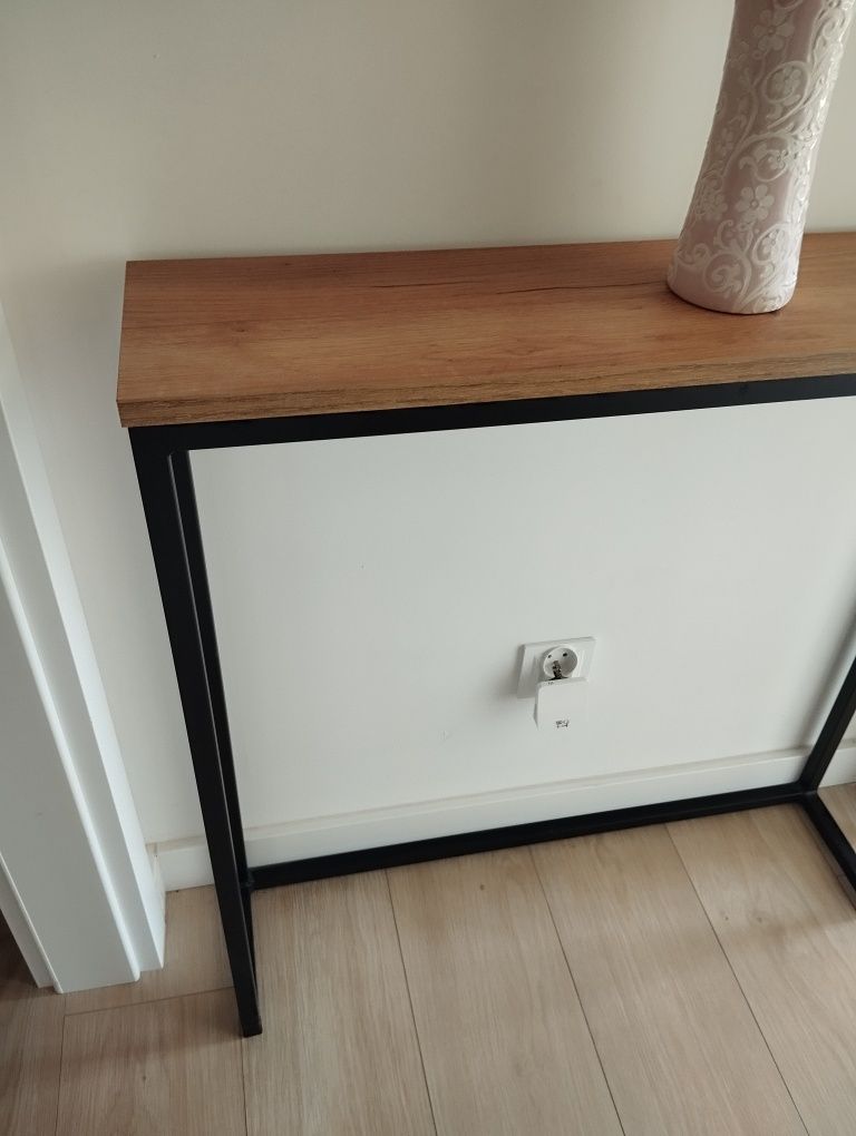 Konsola wąski stolik 80 loft drewno czarne nogi