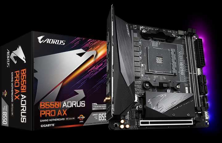 Материнська плата MiniITX Gigabyte B550I Aorus Pro AX sAM4 B550
