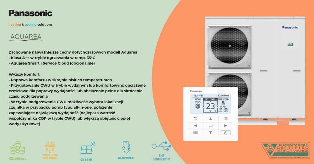 Pompa ciepła. Cena z usługą. Panasonic Monoblok 9kW T-CAP