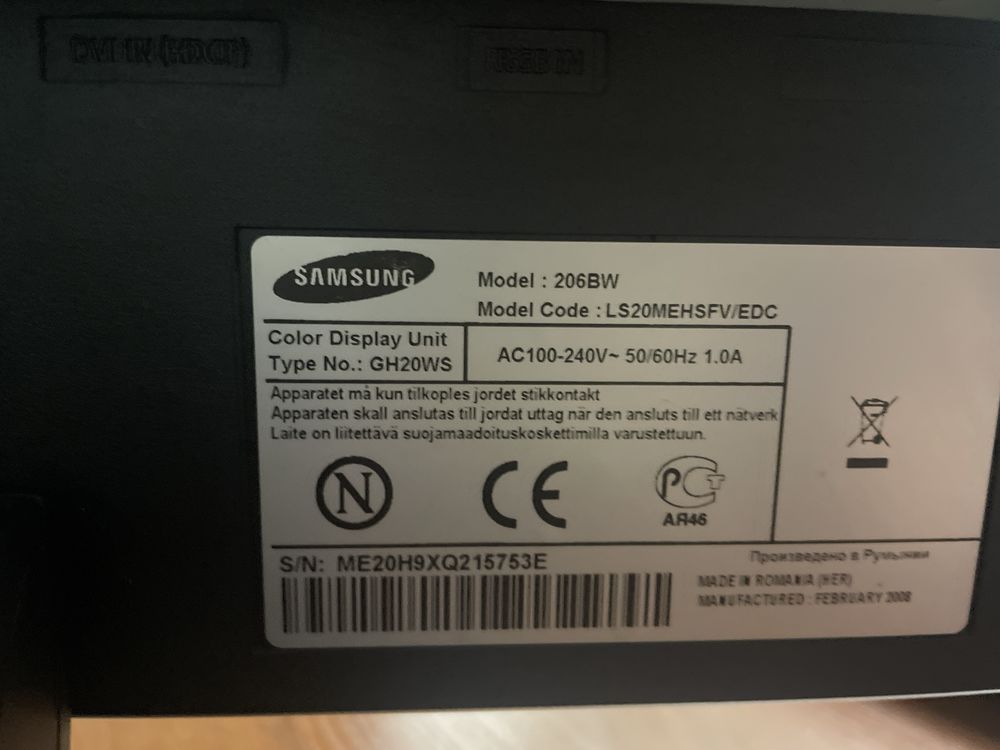 Monitor Samsung SyncMaster 206BW