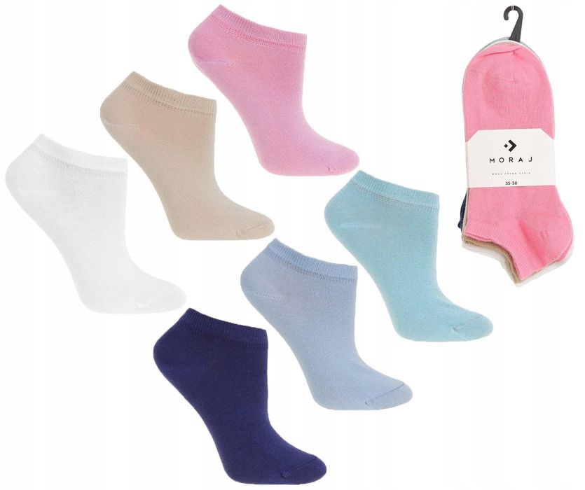 Skarpetki Stopki Damskie Skarpety Bawełna Mix Kolor Moraj 6-Par 35-38