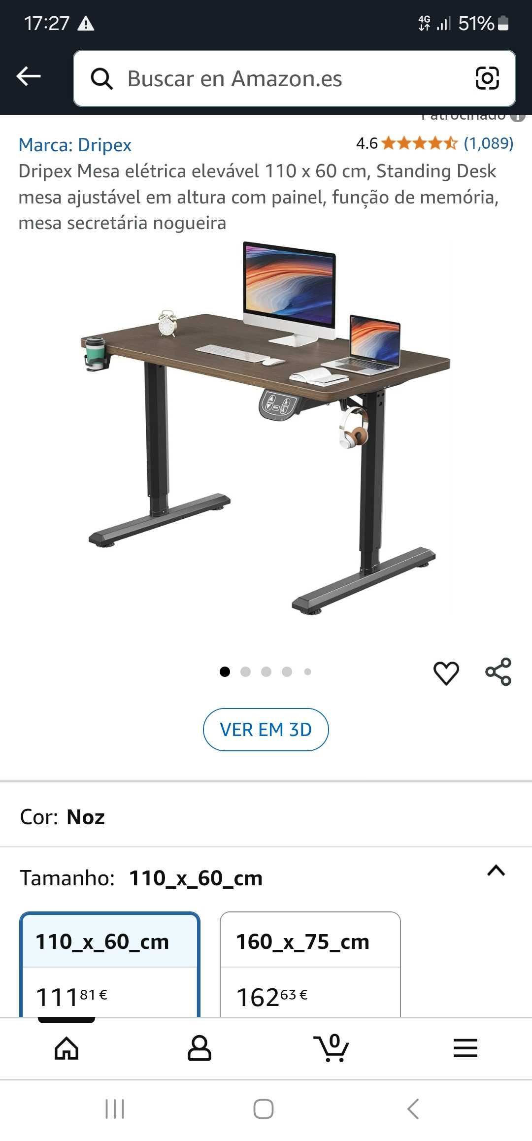 Secretária Amazon Elevável 110x60cm e Cadeira giratória