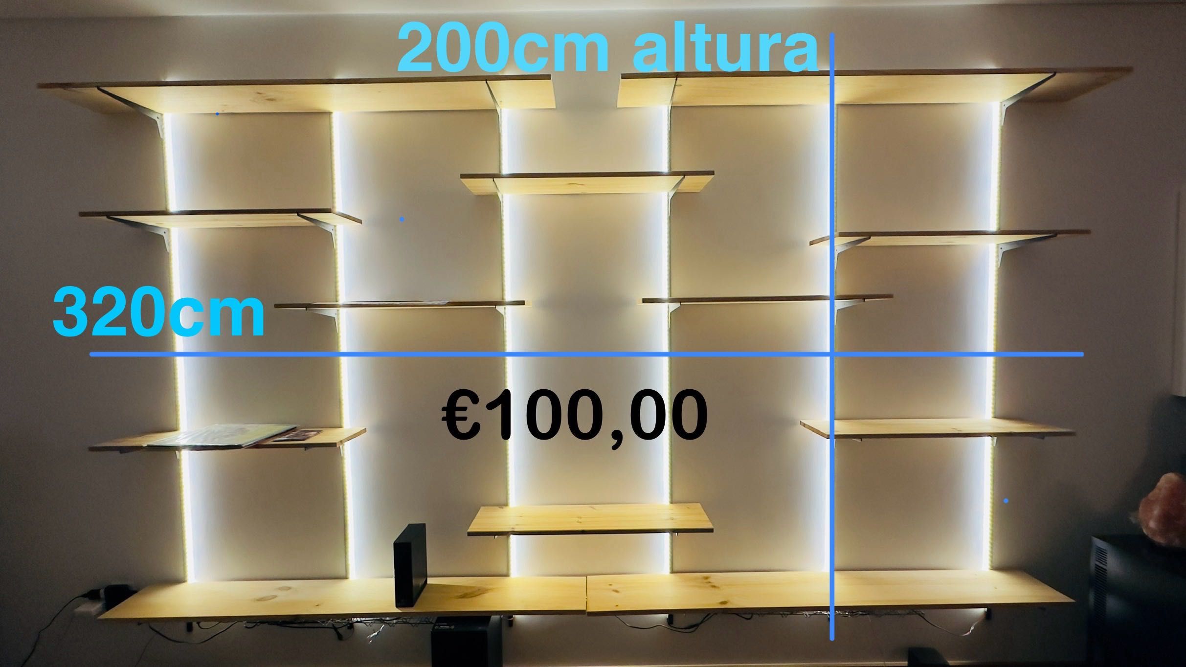 Estante com Led embutido - 320cm largura por 200cm altura