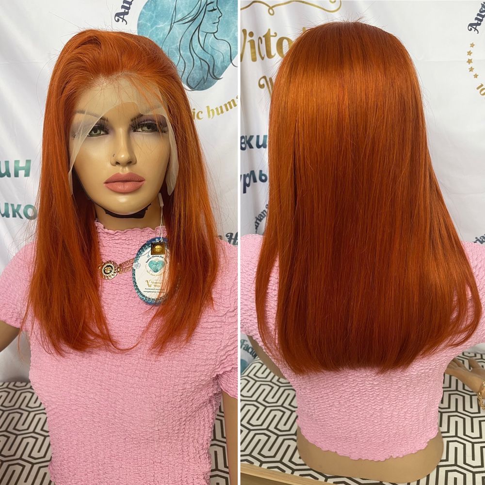 Натуральный парик большая имитация кожи славянские рыжие волосы 45 см