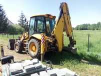 Usługi Koparko Ładowarką JCB3CX wykopy niwelowanie karcze wyburzanie.