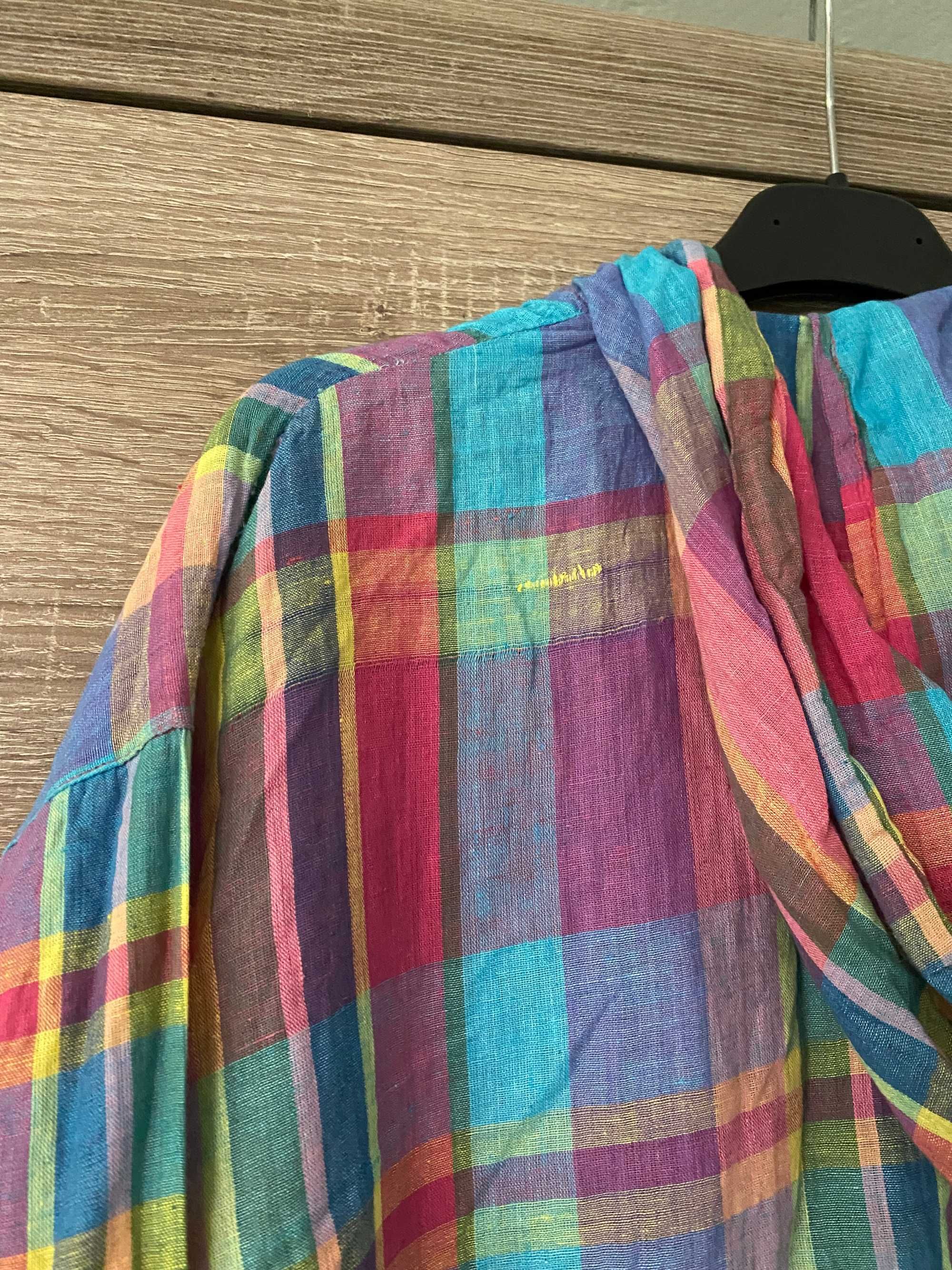 Kolorowa lekka kurtka w kratkę wiatrówka bluza S M