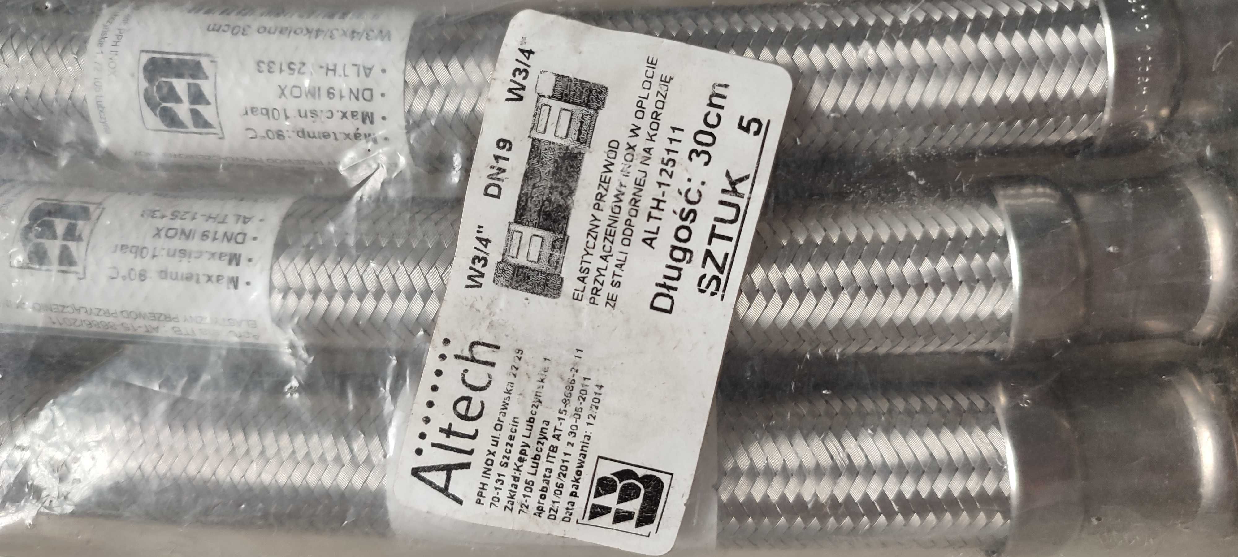 ALTECH Elastyczny przewód przyłączeniowy INOX W3/4" DN19 dł 30cm 5 szt
