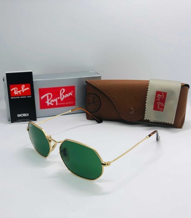 Солнцезащитные очки Ray Ban Octagonal 3556 Gold-Green 53мм стекло