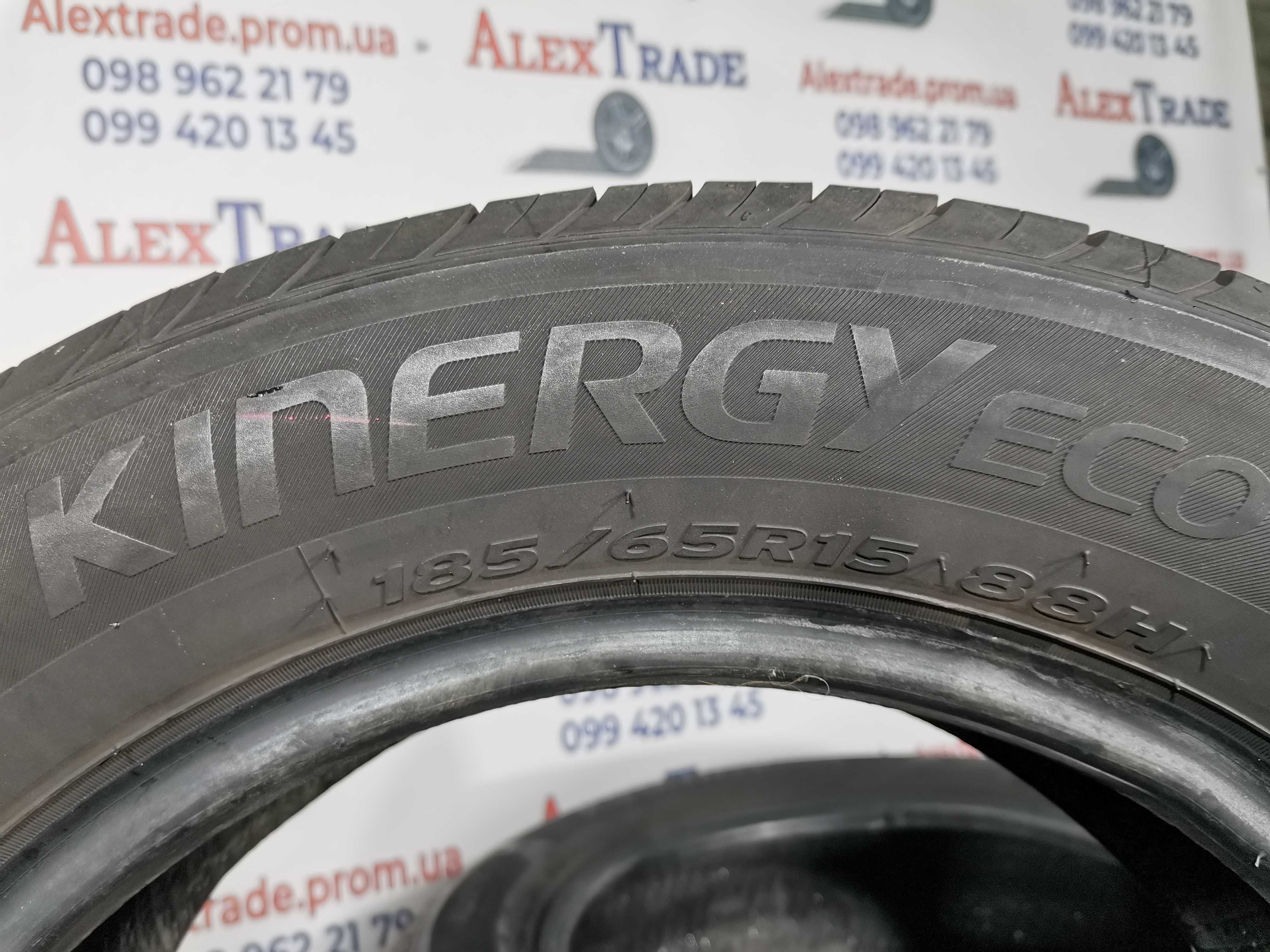 2 шт. 185/65 R15 Hankook Kinergy Eco літні шини б/у, 7 мм