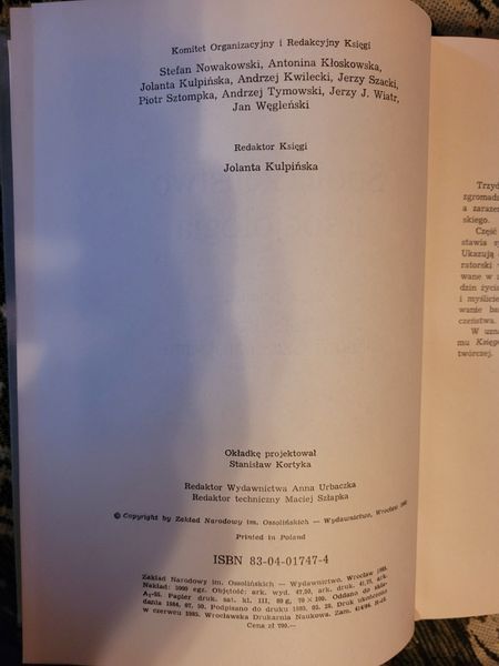 Księga poświęcona prof Janowi Szczepańskiemu 1985 Ossolineum PAN