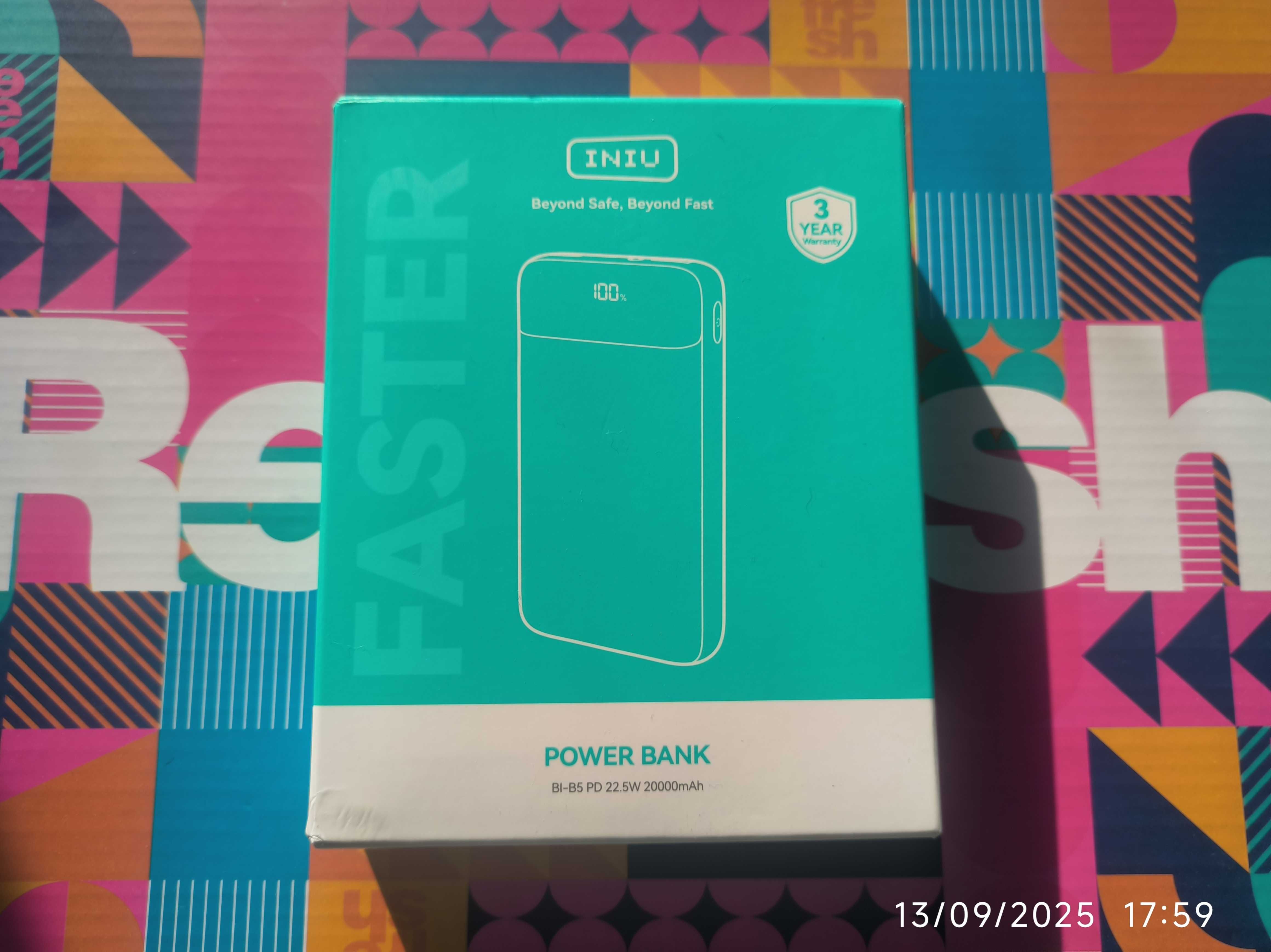 INIU Power Bank, 22,5 W 20000 mAh bateria externa com lanterna