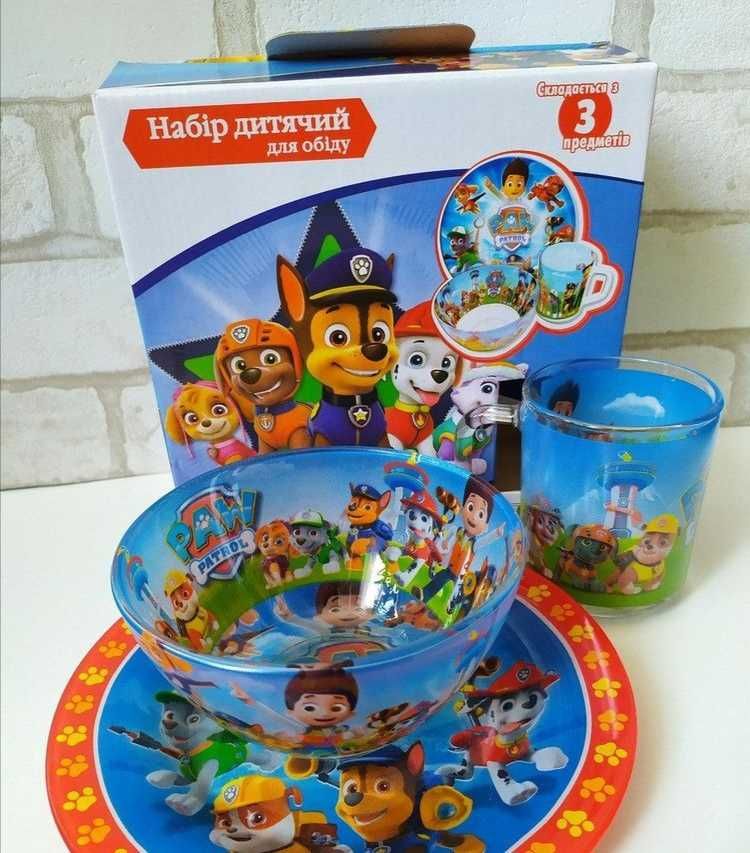 Стеклянный набор детской посуды Майнкрафт