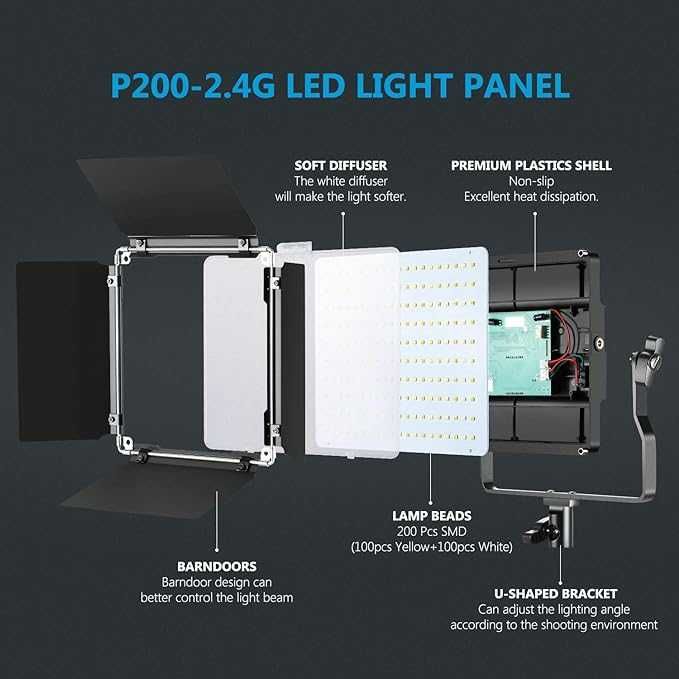 Neewer Zestaw 2 lampek wideo LED 2,4 G ze statywem 2 m