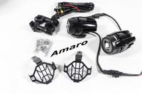 2 Farois/Luzes Led Auxiliares Com Grelhas e Interruptor Para Moto