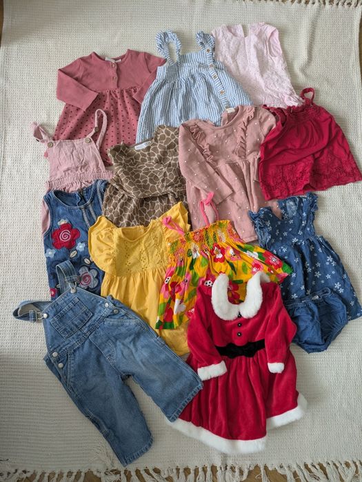 Paka ubrań dla dziewczynki 80-86 30 elementów