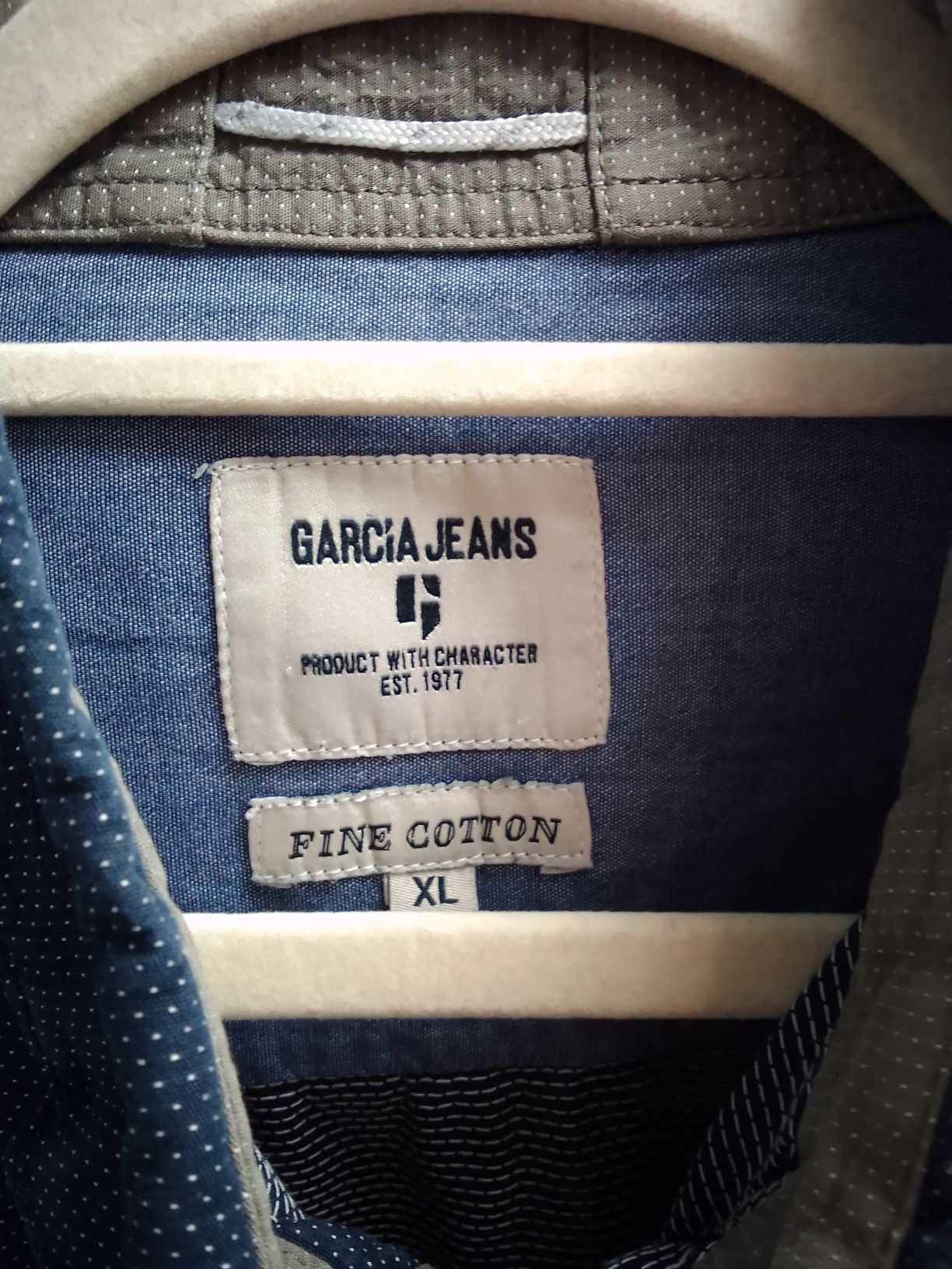 Garcia Jeans koszula granatowa męska w groszki XL pima cotton