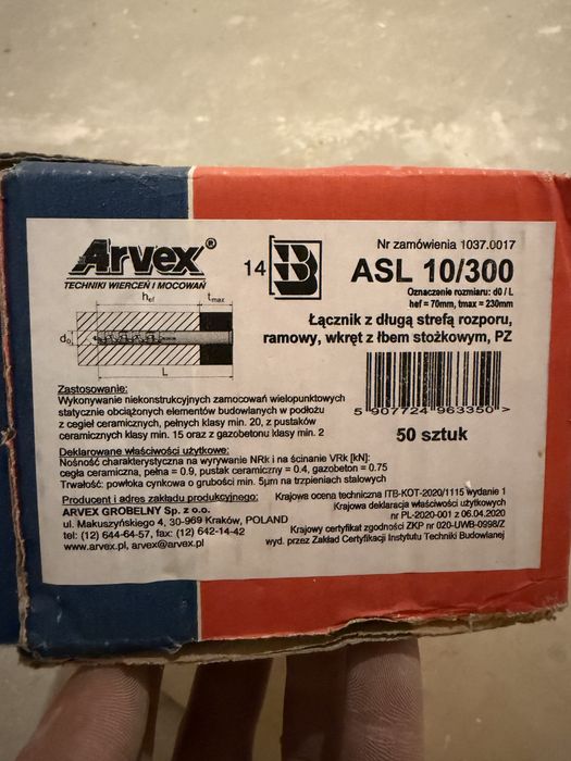 Kołek ramowy kołki rozporowe długie ASL 10x300 - 50sztuk