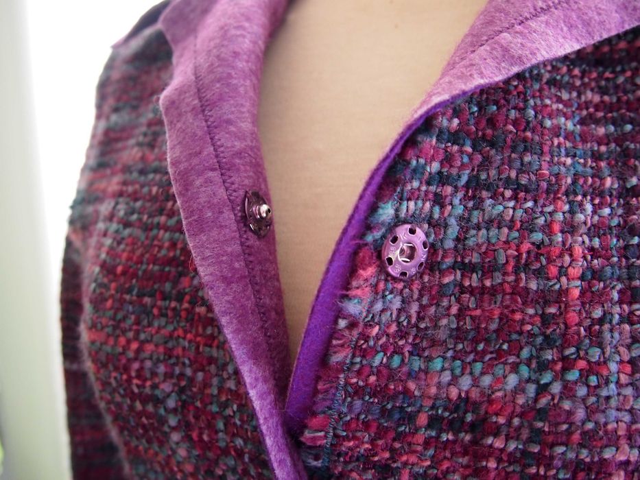 casaco de fazenda tweed, comprido, marca Alberta Ferretti