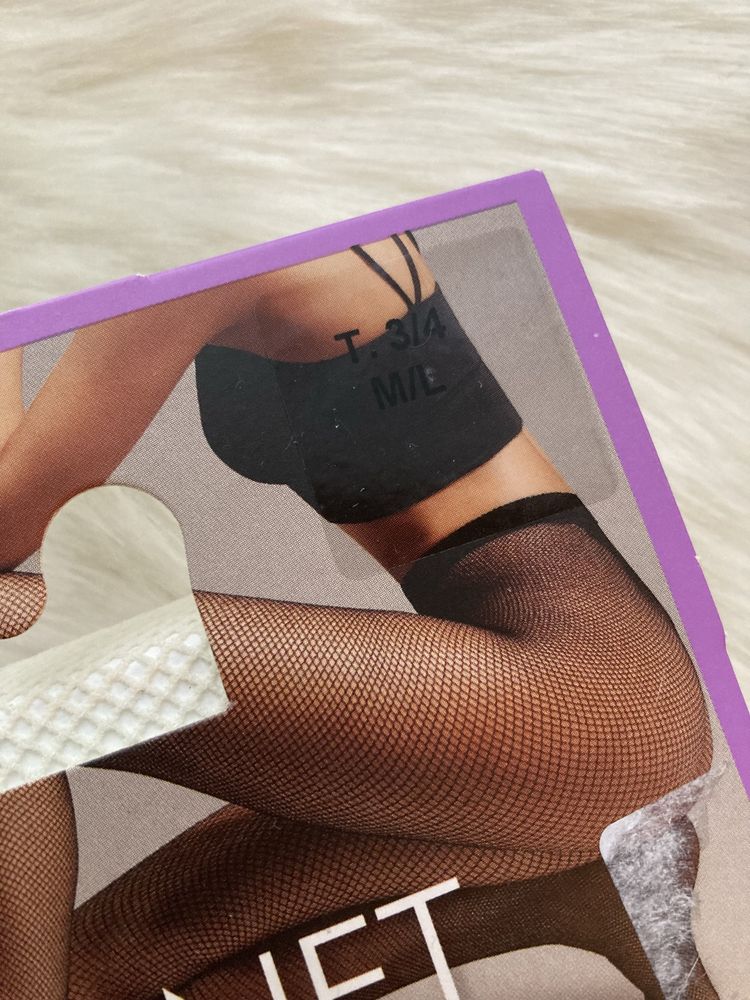 Rajstopy kabaretki fishnet kremowe M/L Calzedonia