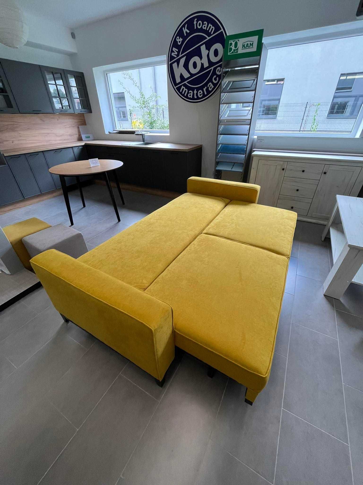 Rozkładana sofa w stylu retro z funkcja spania