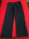 Calça preta de sarja com atilhos - estilo medieval