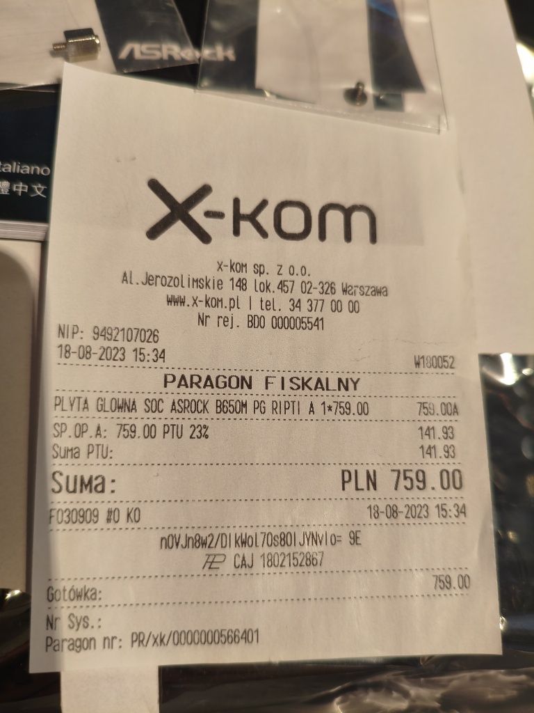Płyta główna ASRock B650M PG RIPTIDE AM5 na gwarancji