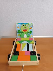 Klocki drewniane Ikea i puzzle drewniane żabka