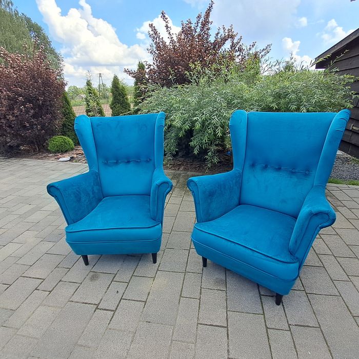 Fotel uszak dostępny od ręki pudrowy róż,  szary , butelkowa zieleń