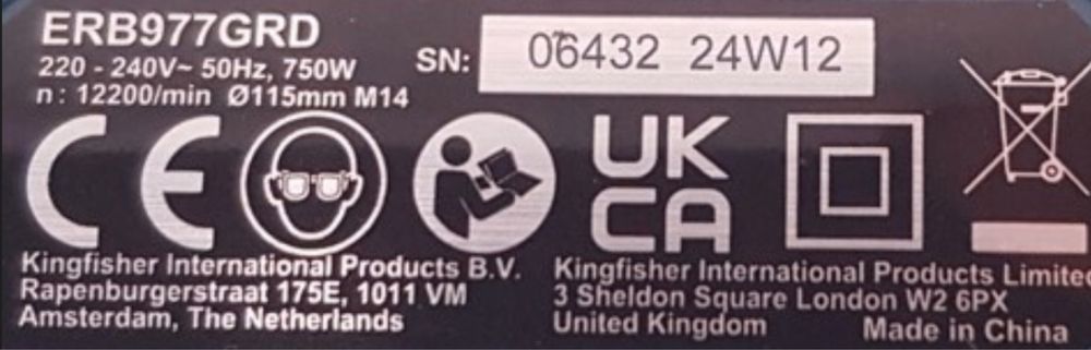 Erbauer ERB977GRD  750W szlifierka kątowa