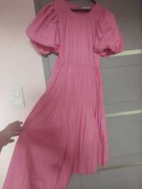 Maxi długa sukienka cukierkowy róż Oversize