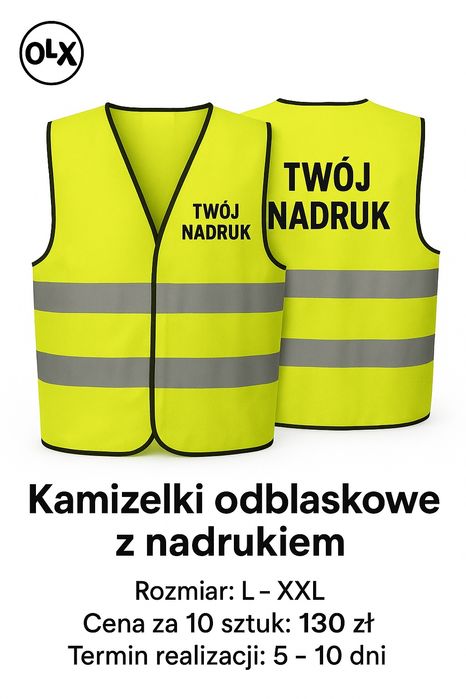 Kamizelka odblaskowa z twoim nadrukiem 150 zł/10 szt